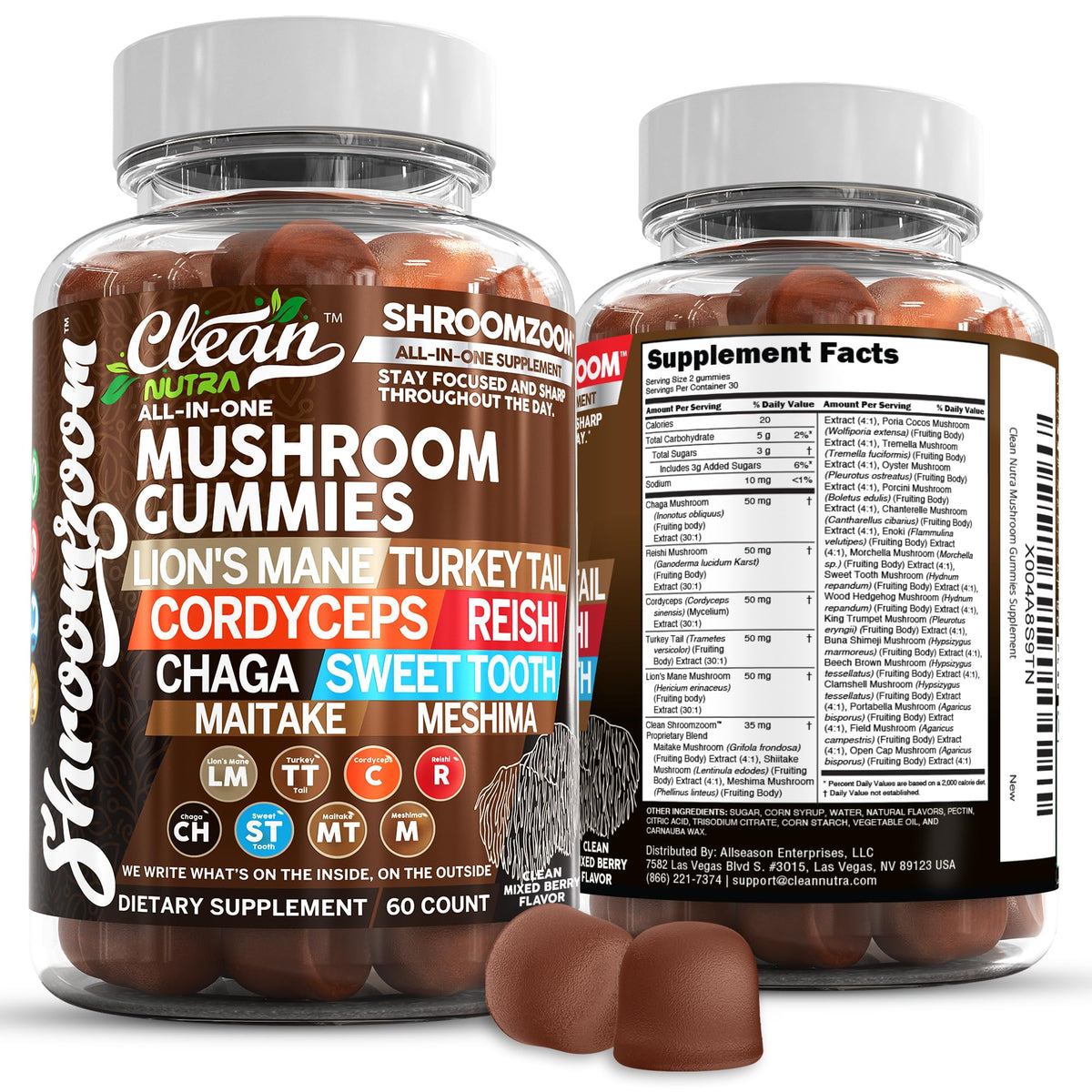 Clean Nutraceuticals 15in1 gummies bottle highlighting immune support and daily vitality