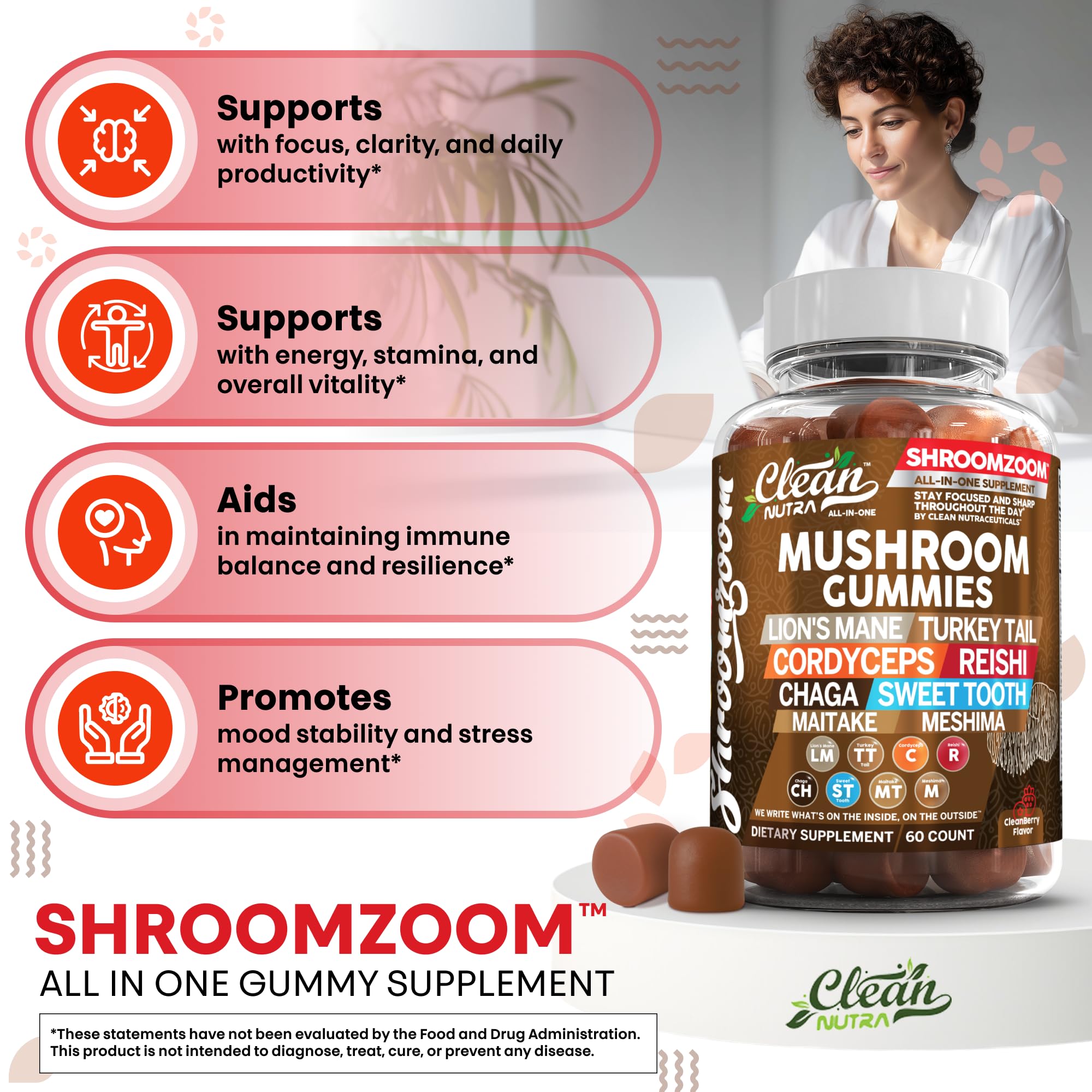 Clean Nutraceuticals shiitake gummy with savory texture and appeal