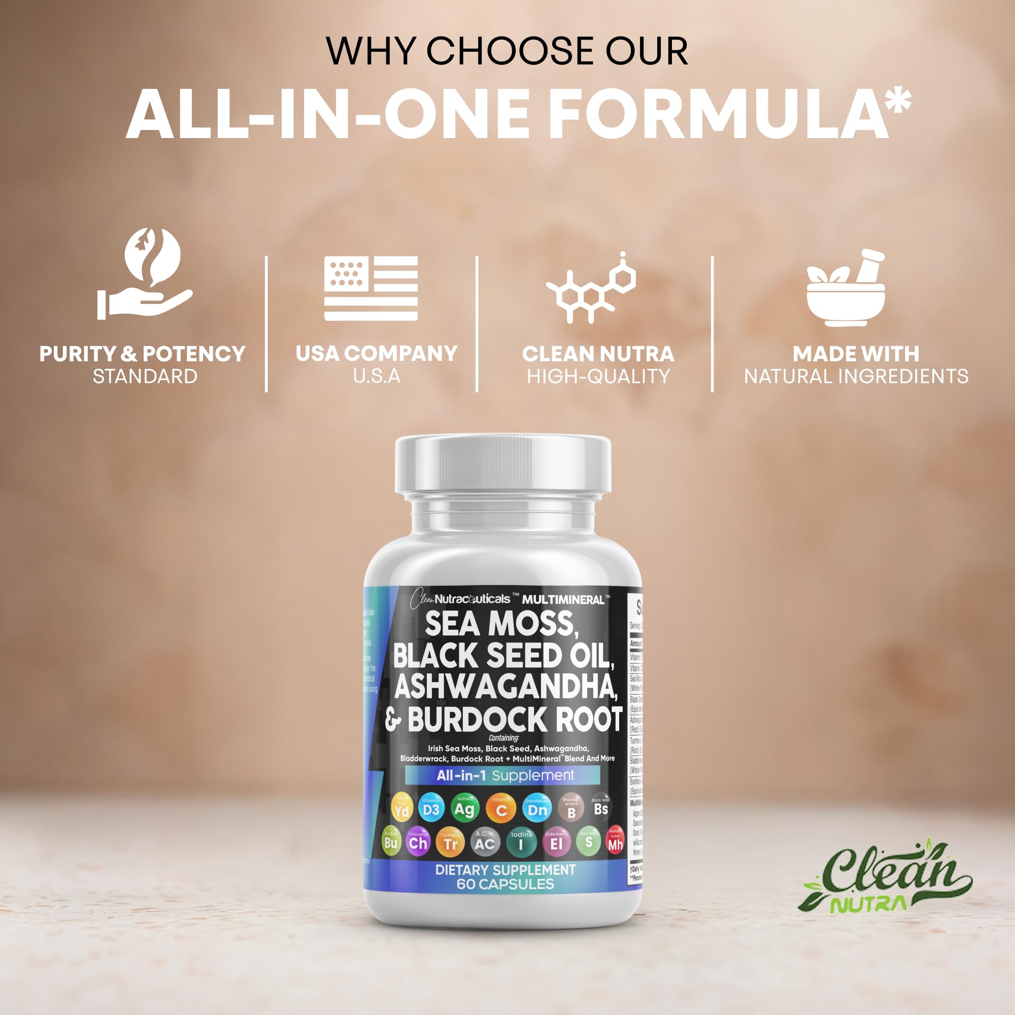 Clean Nutraceuticals label highlights apple cider vinegar and elderberry notes.
