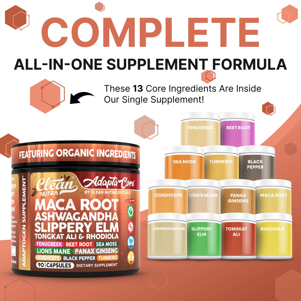 Clean Nutraceuticals ashwagandha capsules bottle suggesting stress support and stamina