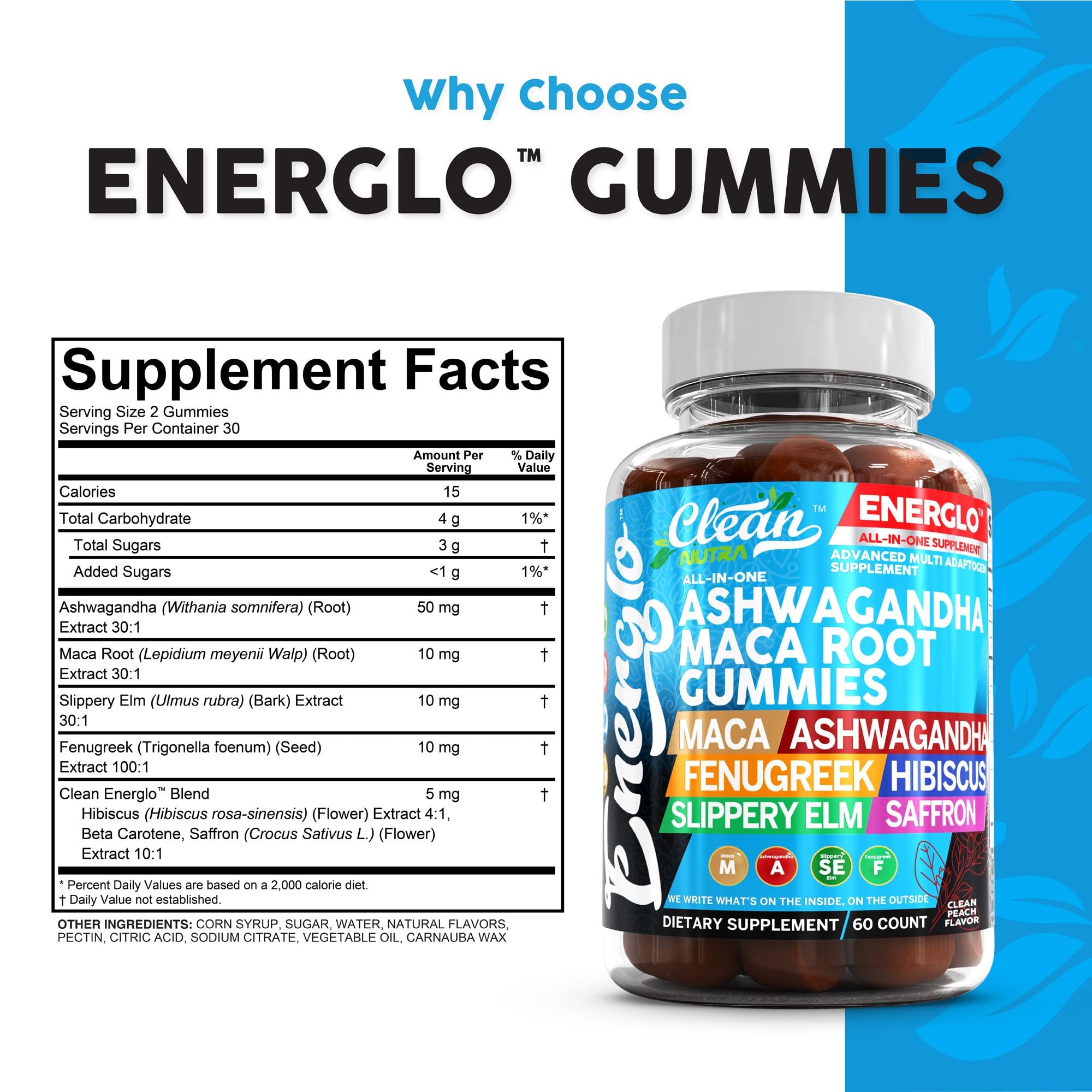 Clean Nutraceuticals Ashwagandha Maca Gummies jar with label.
