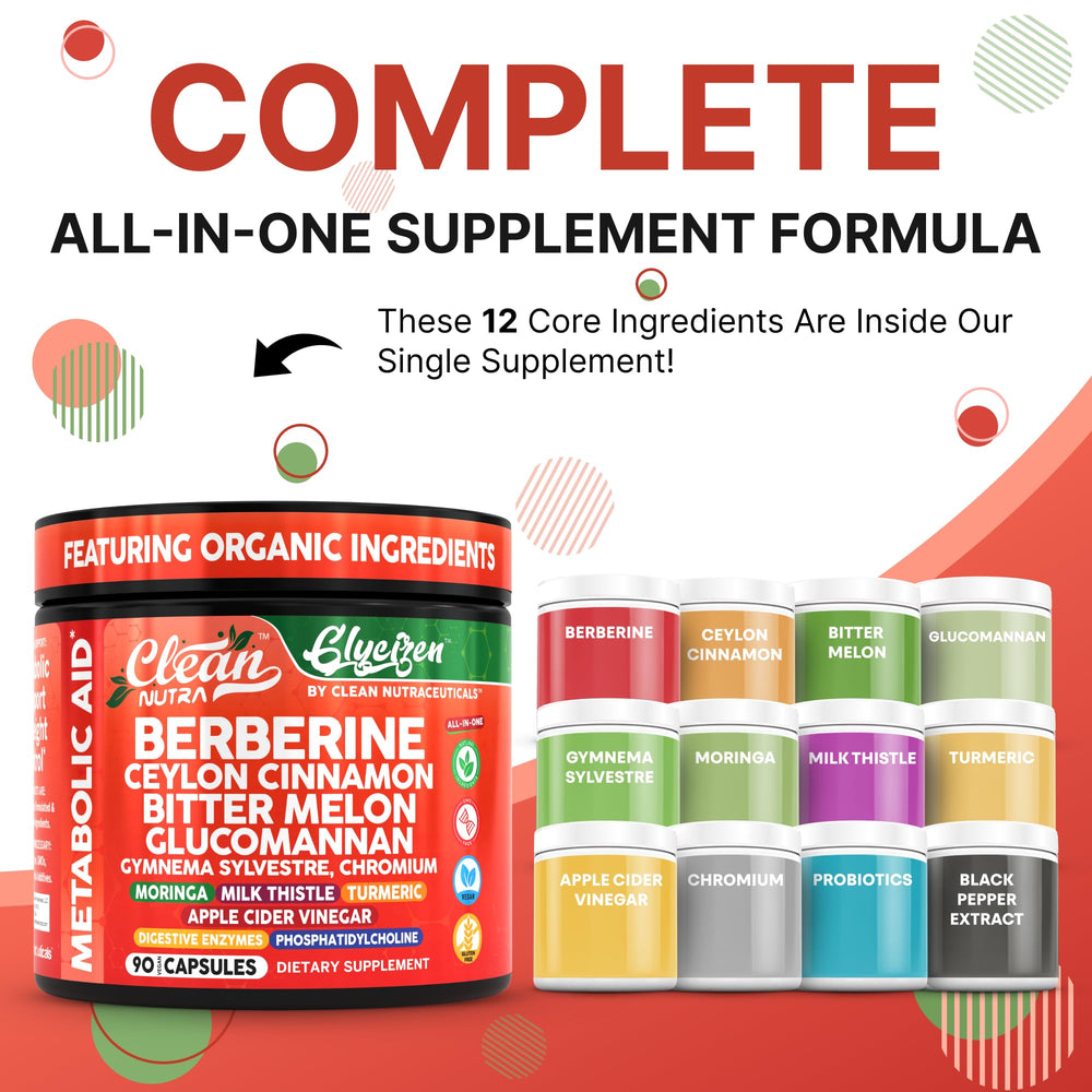 Clean Nutraceuticals berberine cinnamon capsules close-up ideal for energy and appetite support.