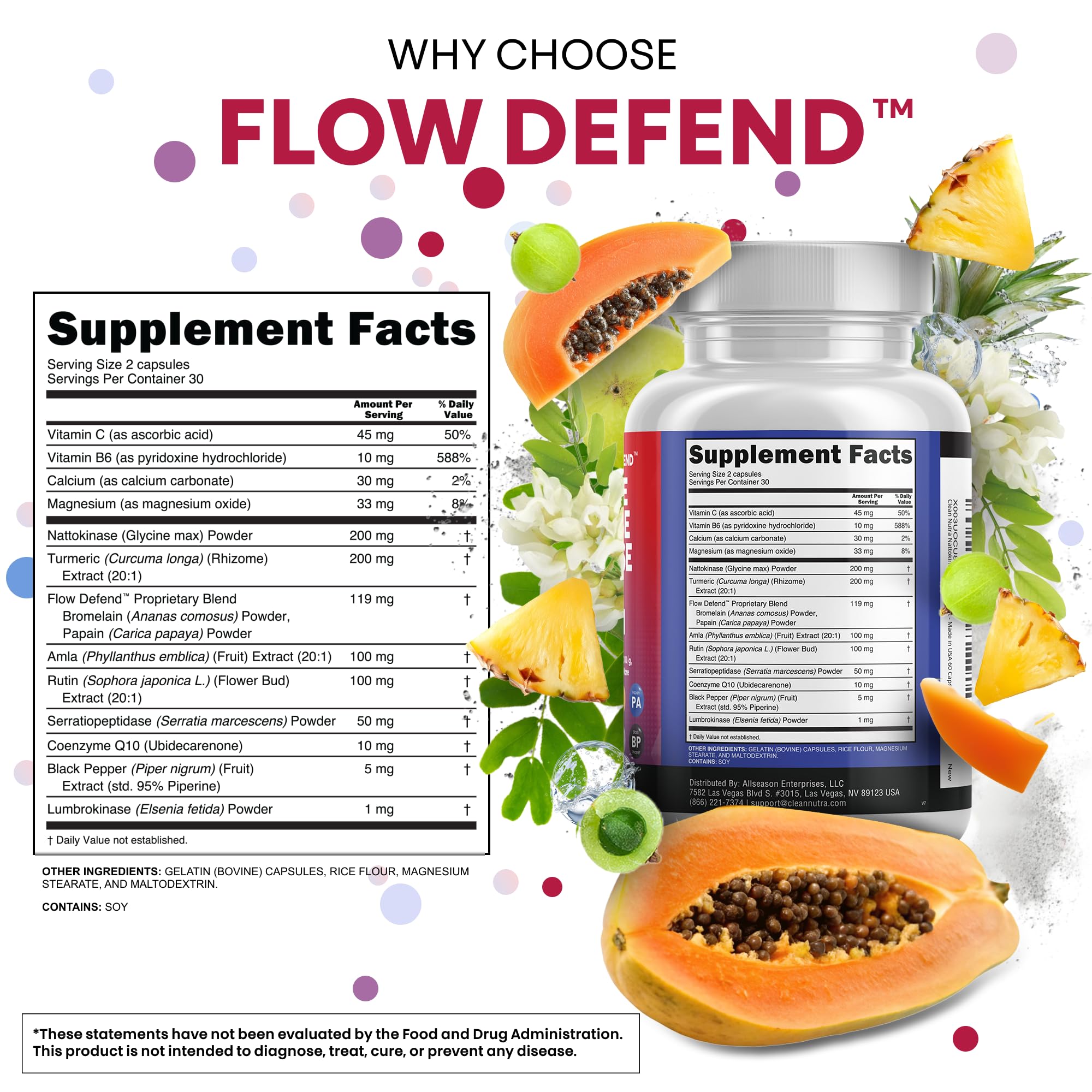 Clean Nutraceuticals bromelain and papain in enzyme blend for wellness.