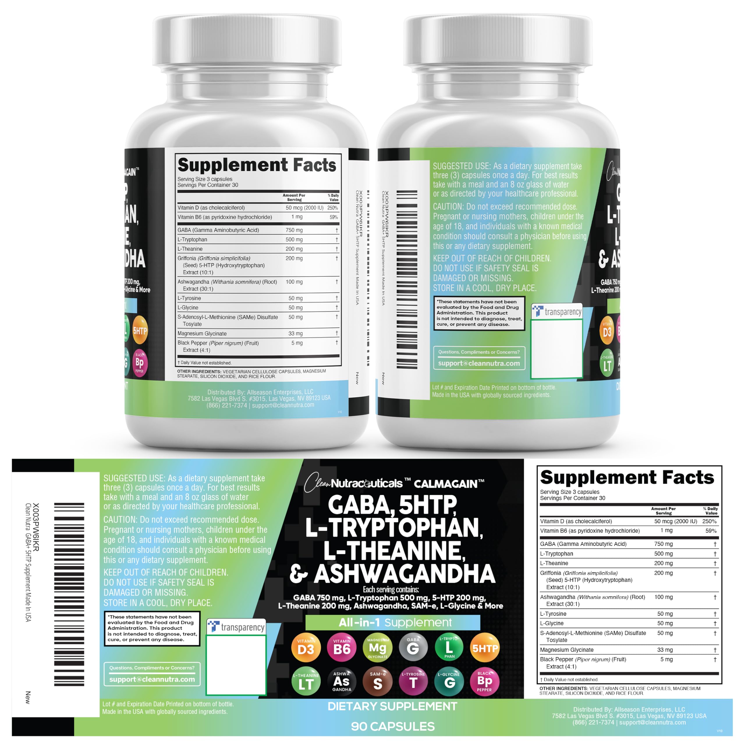 Clean Nutraceuticals CalmAgain bottle pour-over composition for daily balance