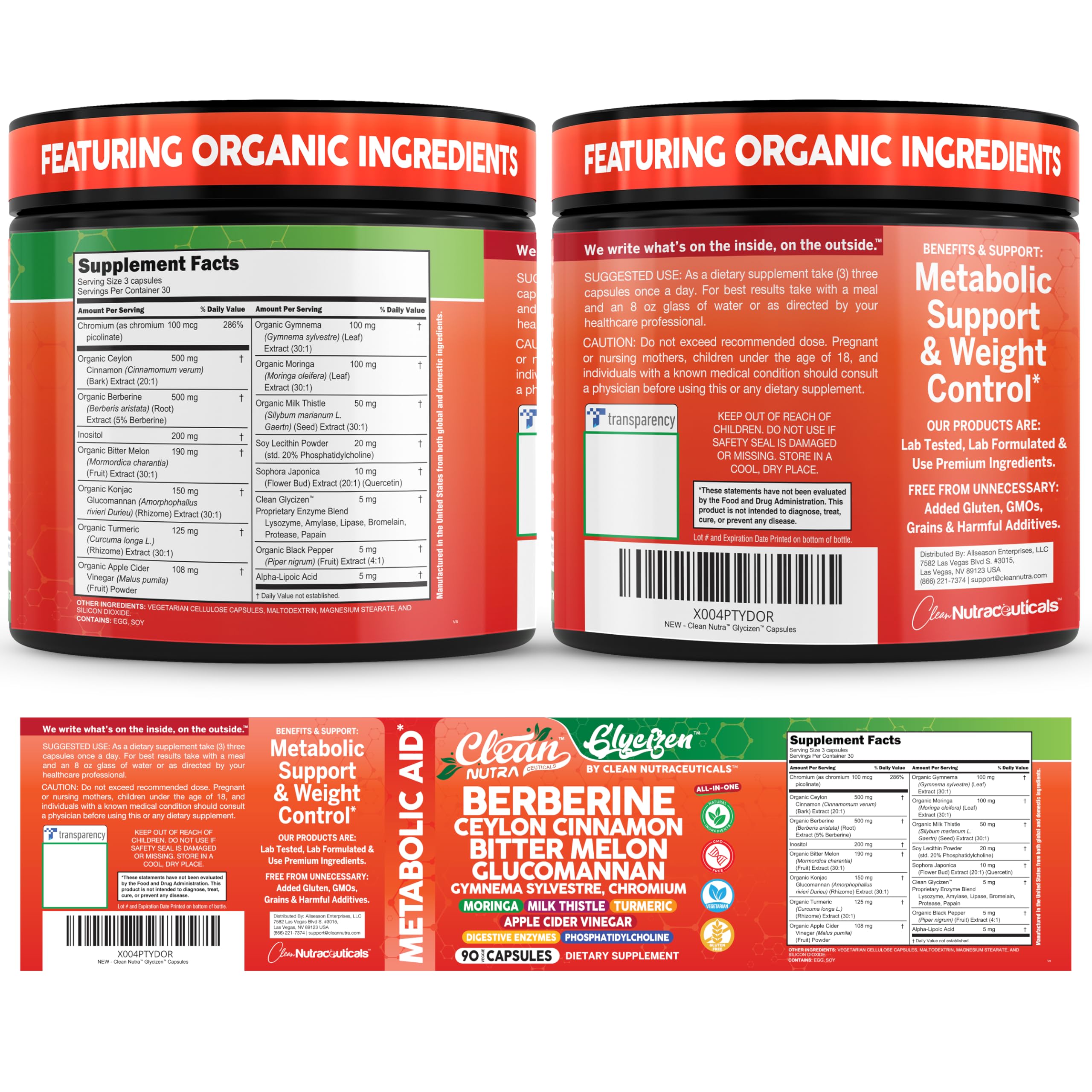 Clean Nutraceuticals capsules on white background signify simple daily use.