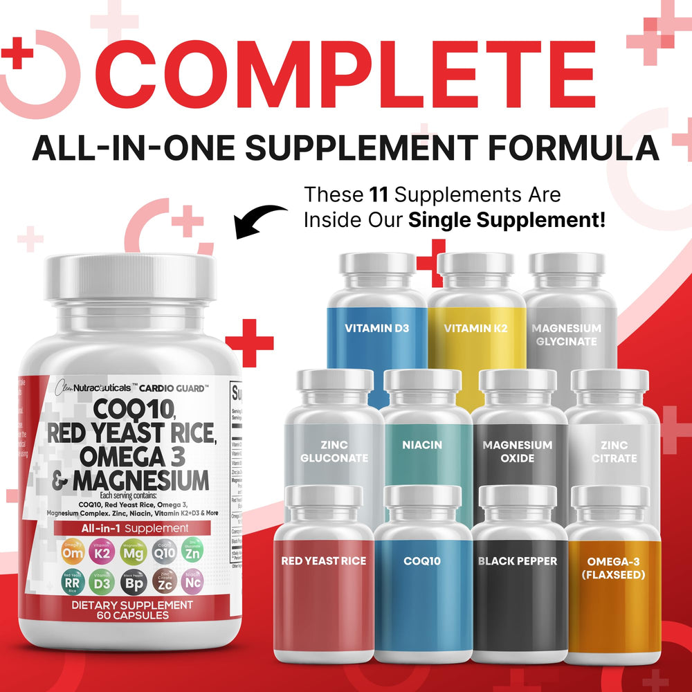 CardioGuard capsules with CoQ10 and red yeast rice for convenient all-in-one heart care.