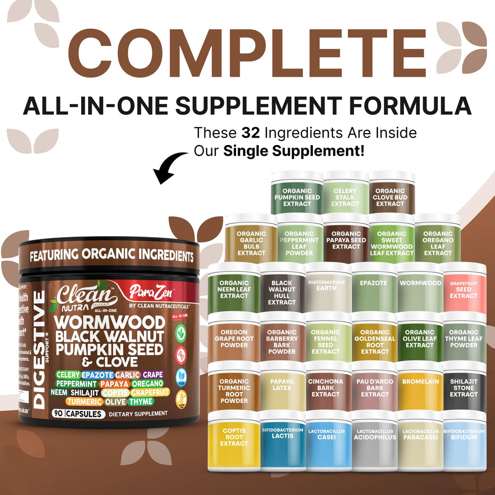 Clean Nutraceuticals celery papaya enzyme blend capsules with antioxidant support.
