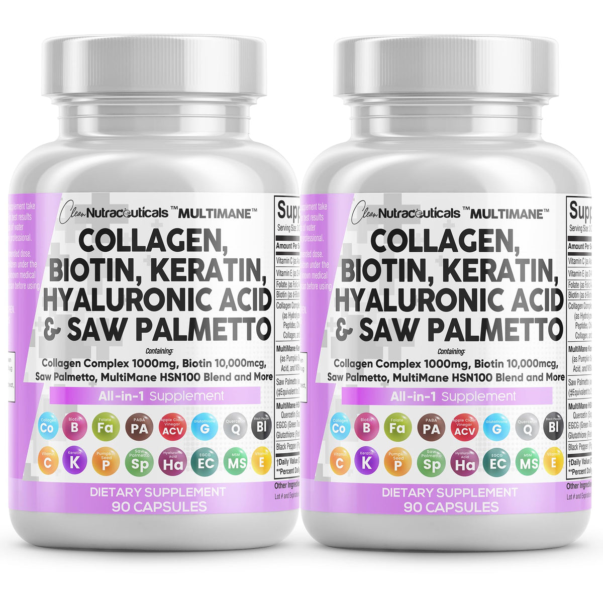 Clean Nutraceuticals collagen pills bottle highlighting 1000mg dose for hair, skin, and nails.