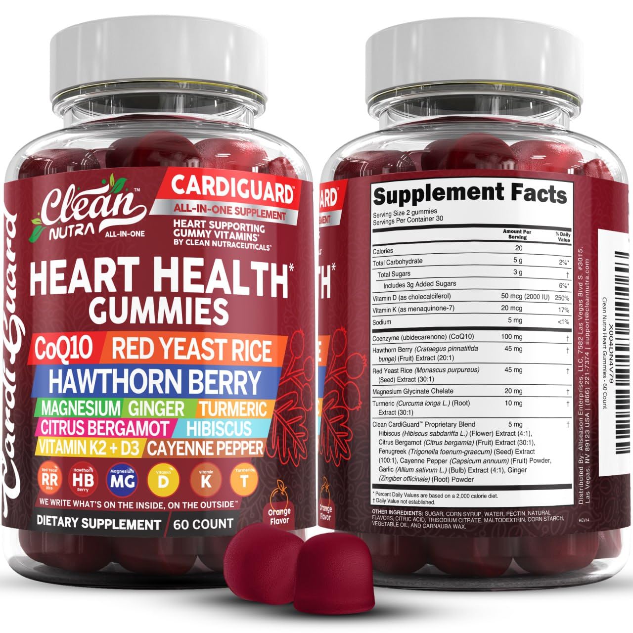 Clean Nutraceuticals CoQ10 Gummies bottle with orange flavor for daily energy and wellness