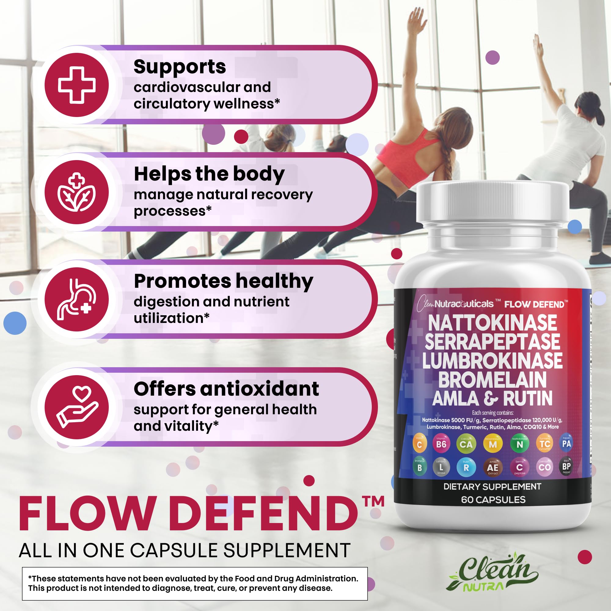 Clean Nutraceuticals capsules with CoQ10 and turmeric for nutrient synergy.