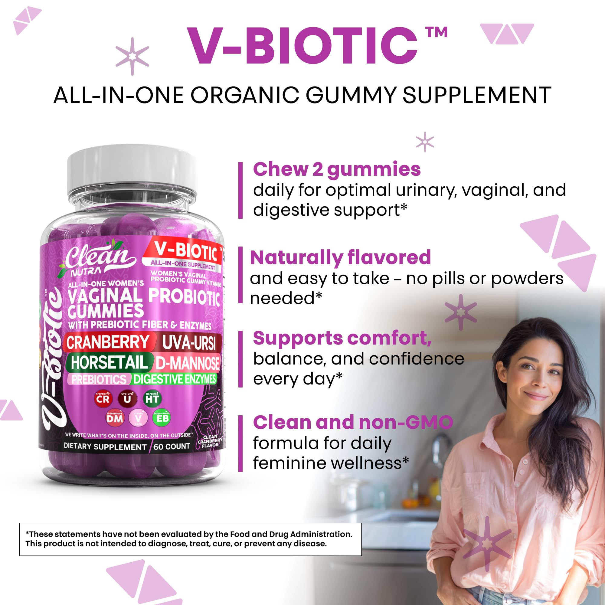 Clean Nutraceuticals Cranberry boost urinary support gummy with prebiotics.