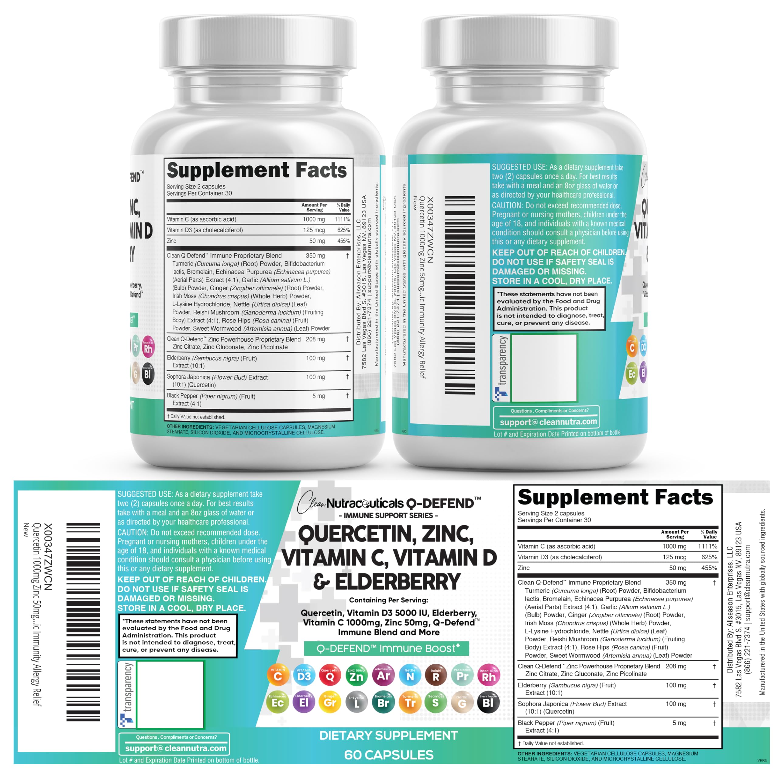 Clean Nutraceuticals elderberry immune support packaging shelf display.