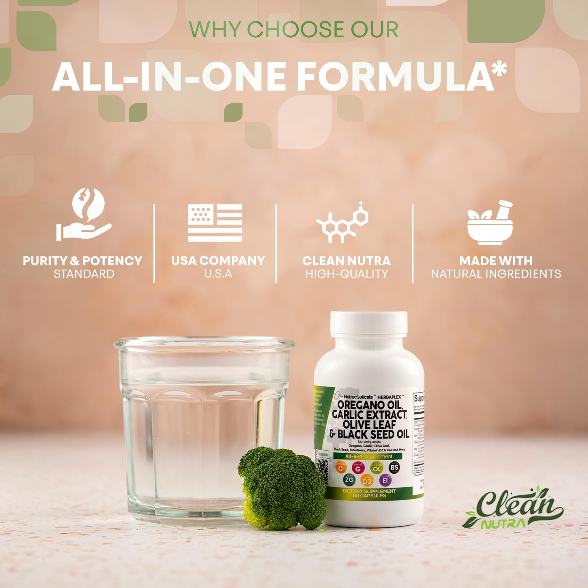 Clean Nutraceuticals Garlic odorless capsules for convenient daily use.