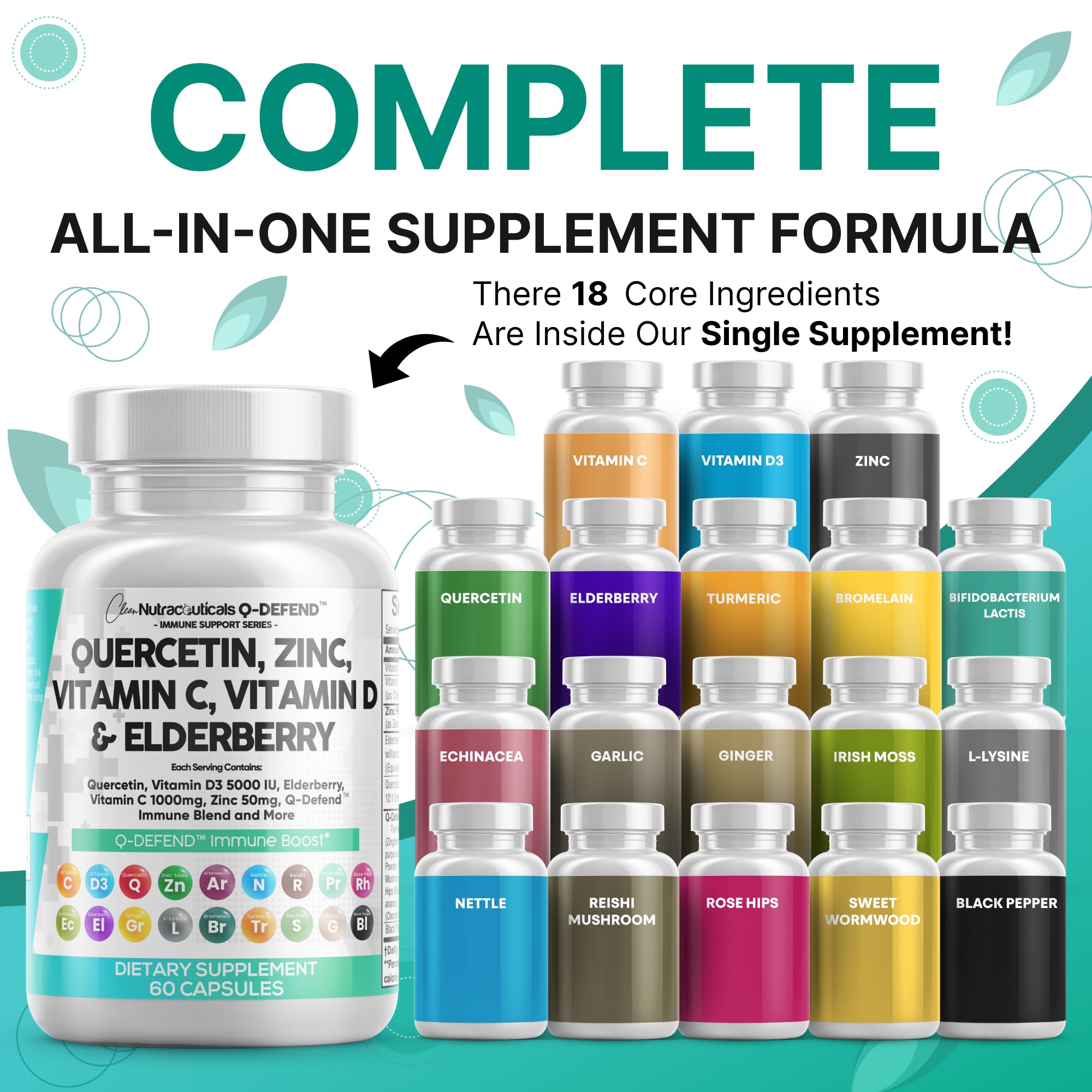 Clean Nutraceuticals immune support capsules shown for fast, effective absorption.