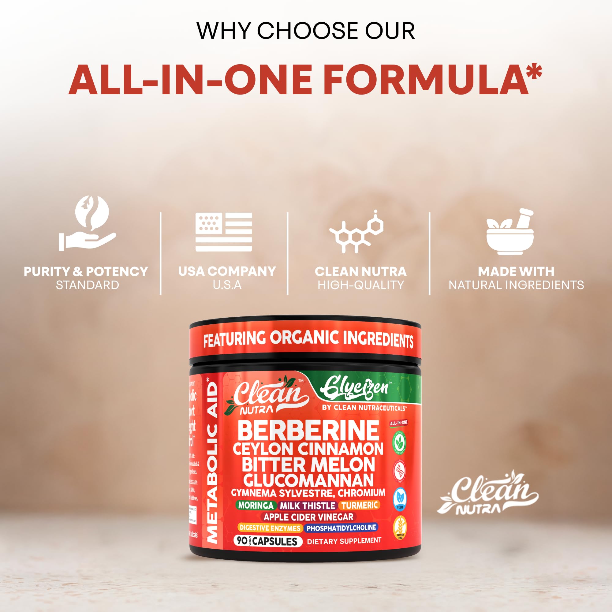 Clean Nutraceuticals ingredient label close-up helps shoppers verify allergen-free vegan formula.