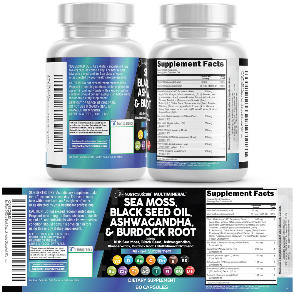 Clean Nutraceuticals iodine-chlorophyll-acv capsules for plant-powered nourishment.