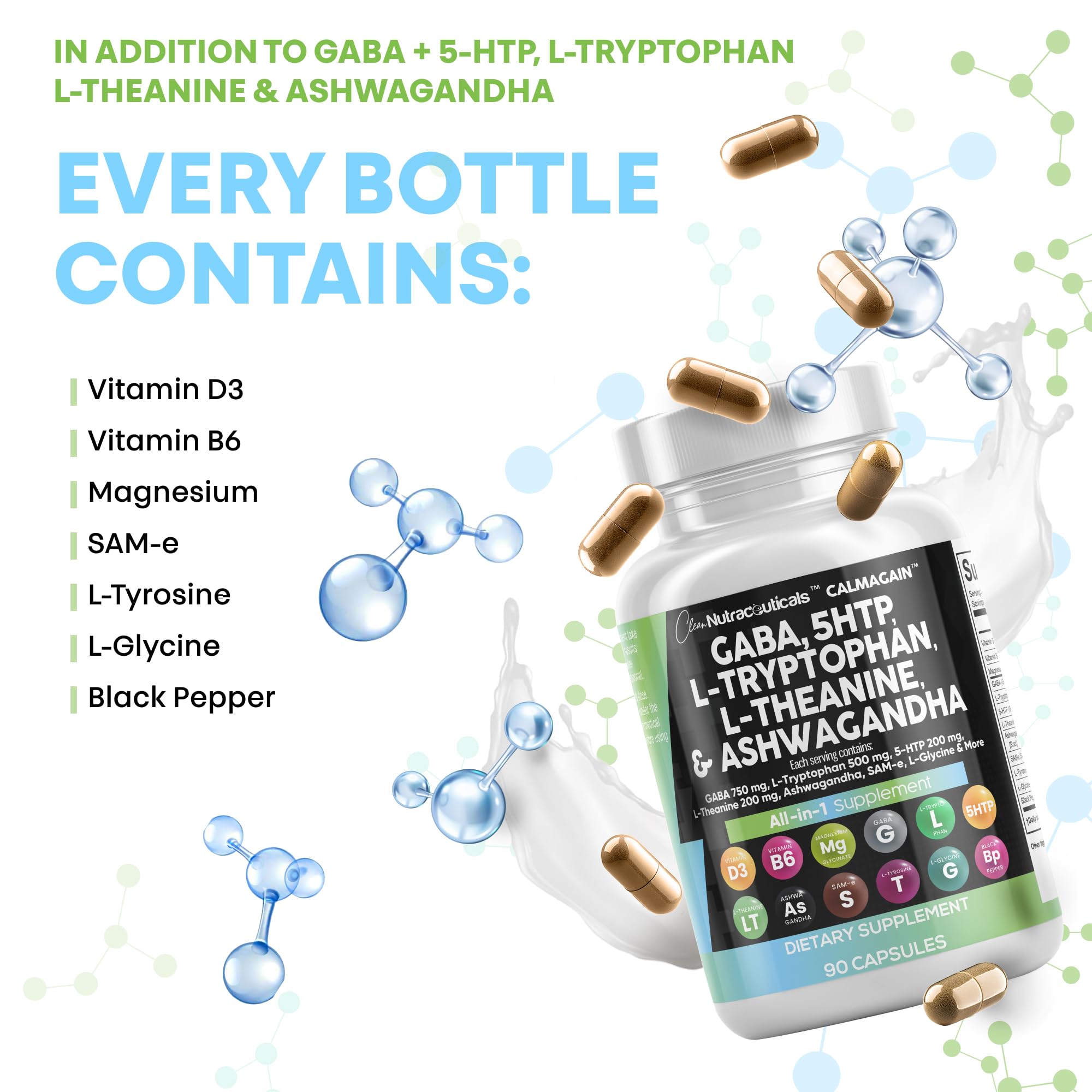 Clean Nutraceuticals L-Glycine scoop highlighting amino acid for relaxation