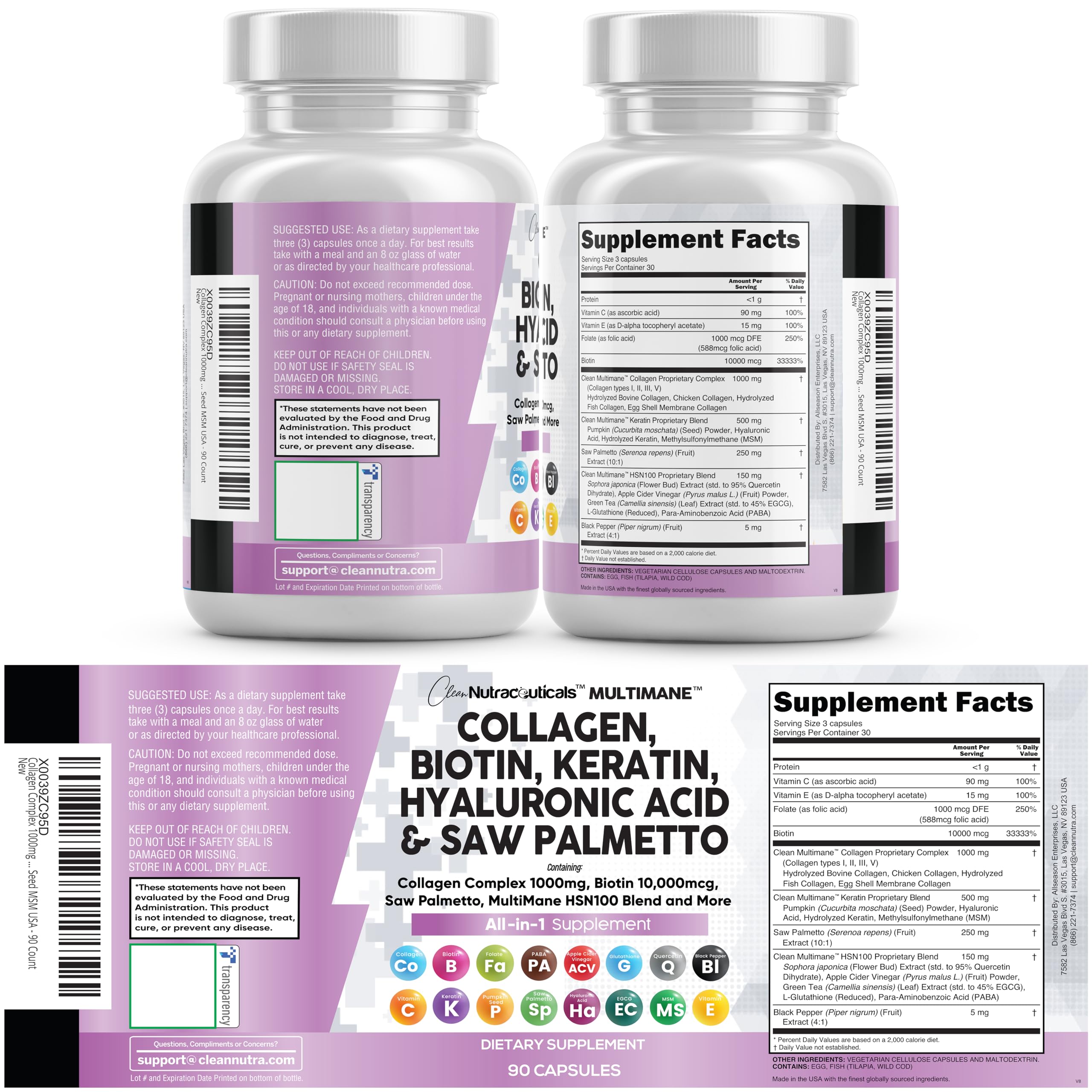Clean Nutraceuticals label close-up reveals ingredient list and dosage details for informed use.