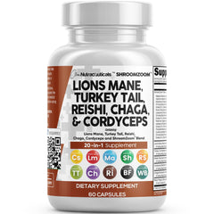 Clean Nutraceuticals Lions Mane 20in1 bottle pour promotes easy daily use.