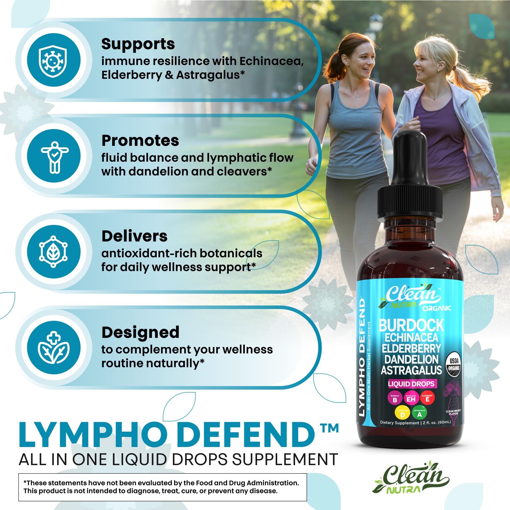 Amber bottle preserves potency and signals natural formulation for Clean Nutraceuticals drops.