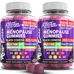 Clean Nutraceuticals menopause gummies bottle on a clean surface highlighting daily balance.