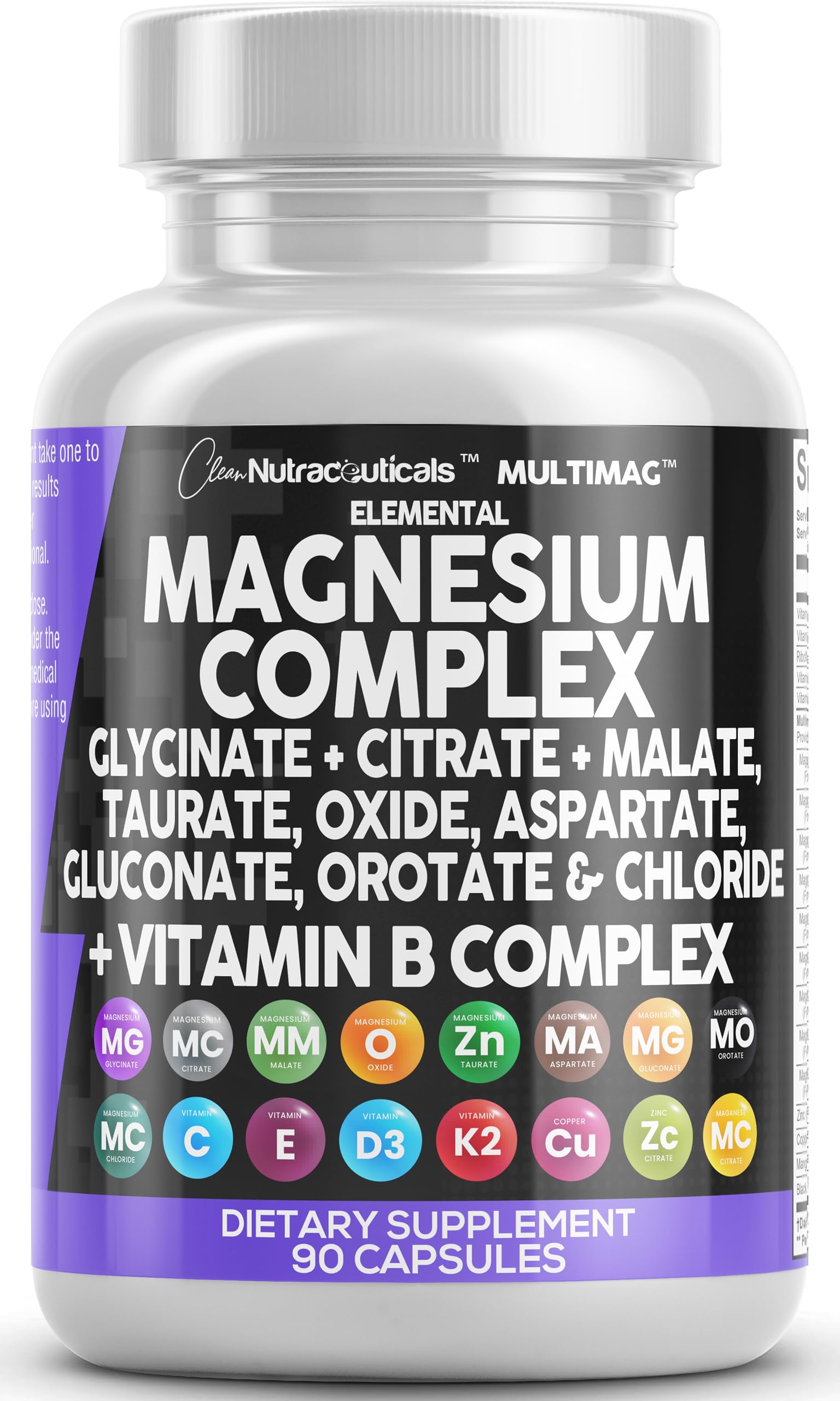 Multimag Clean Nutraceuticals MultiMag Magnesium Complex - 9 Forms, 500 mg Mg ...
