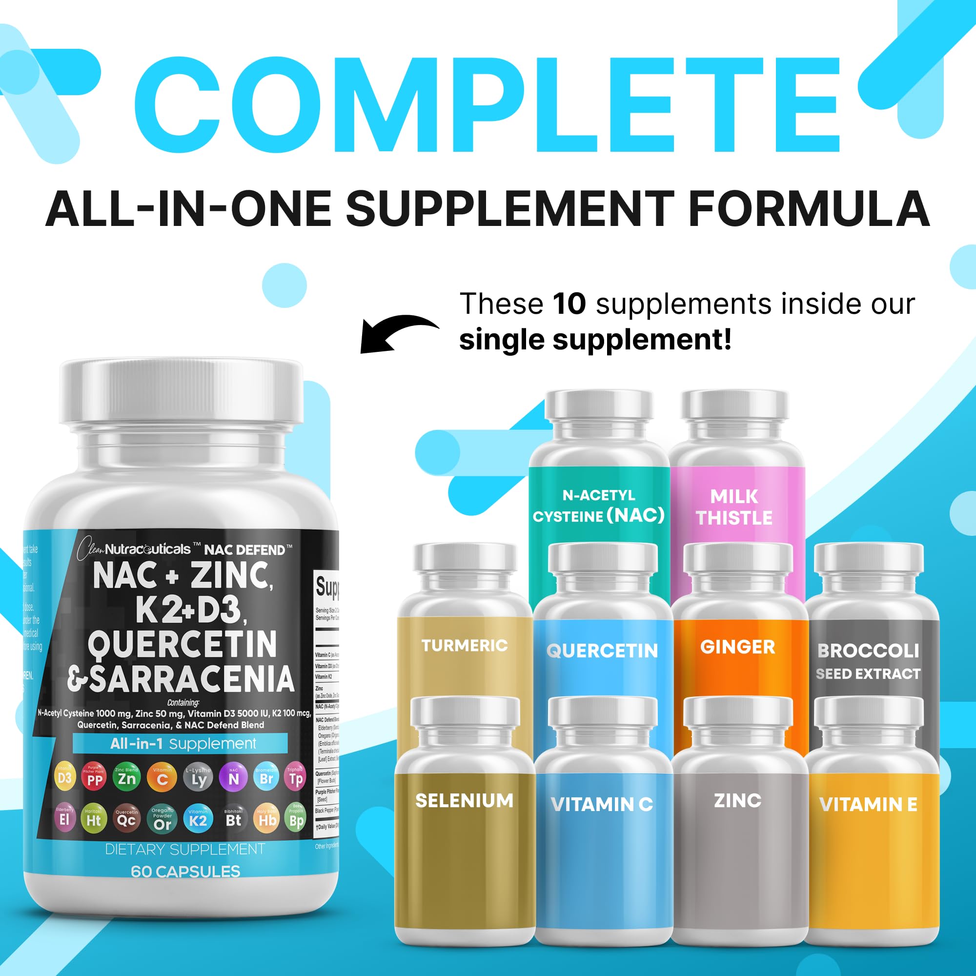 Clean Nutraceuticals NAC Defend capsules arranged for easy daily intake.