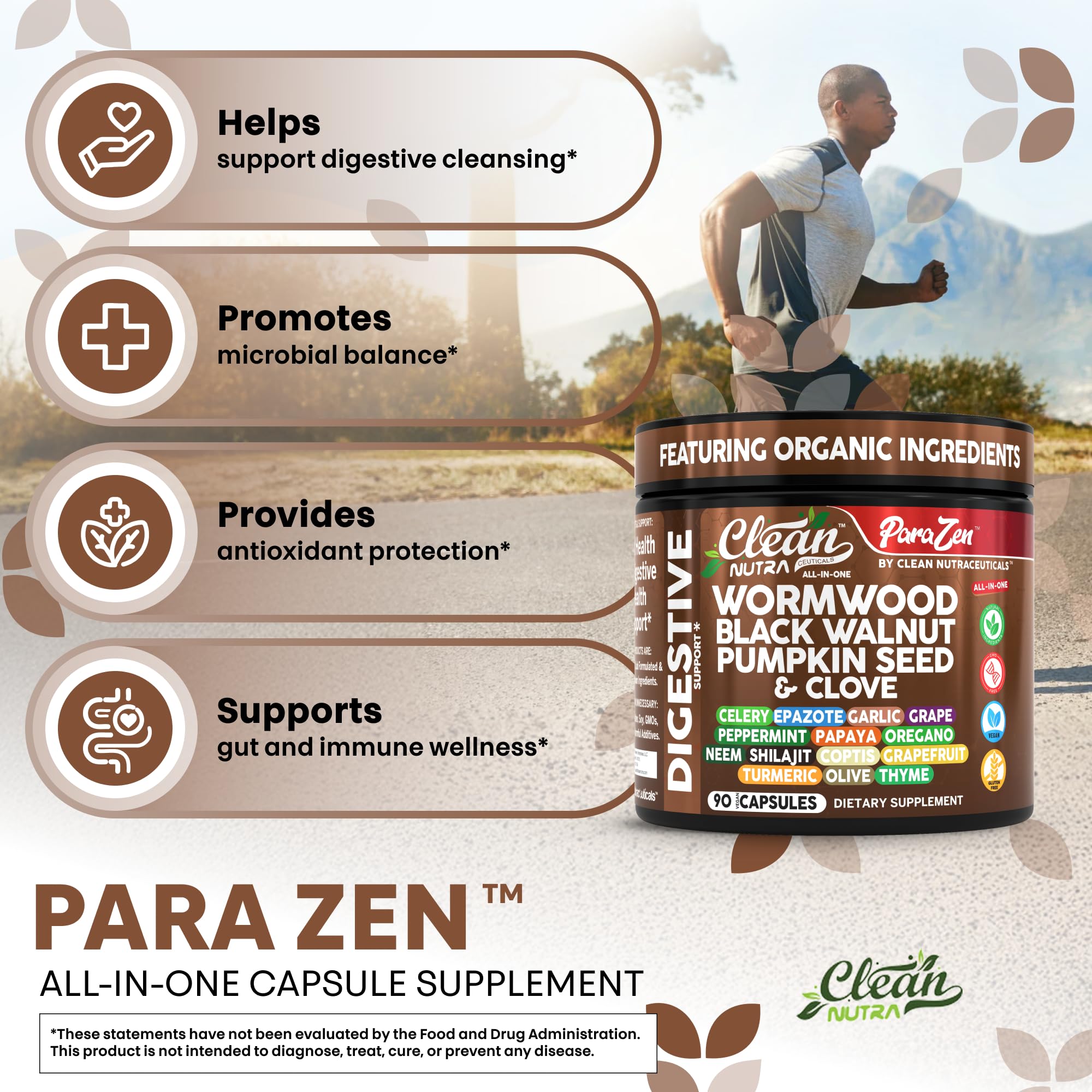 Clean Nutraceuticals olive leaf oleuropein capsules highlighting polyphenol benefits.