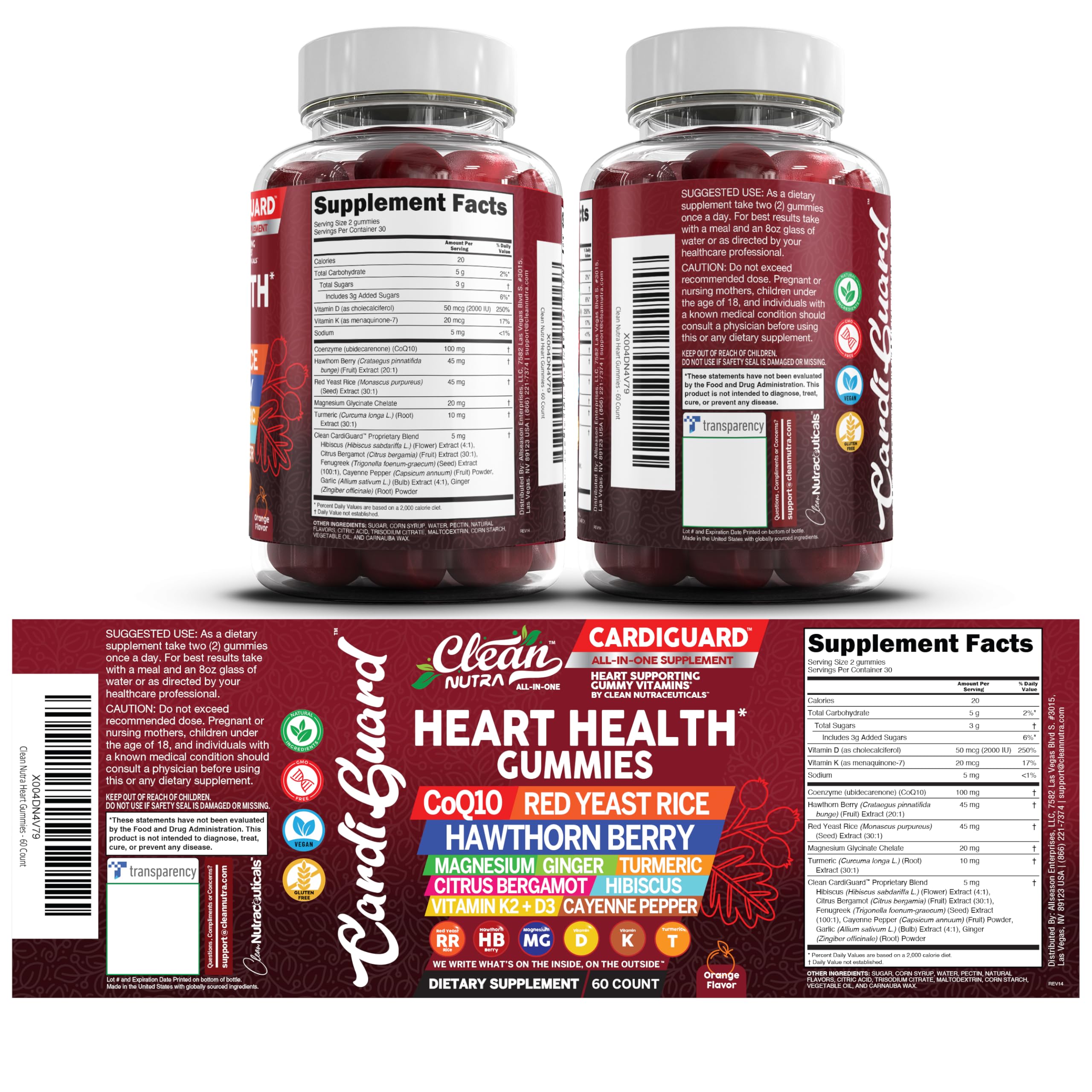 Clean Nutraceuticals Orange Flavor Gummies serving on a bright daily-use setup