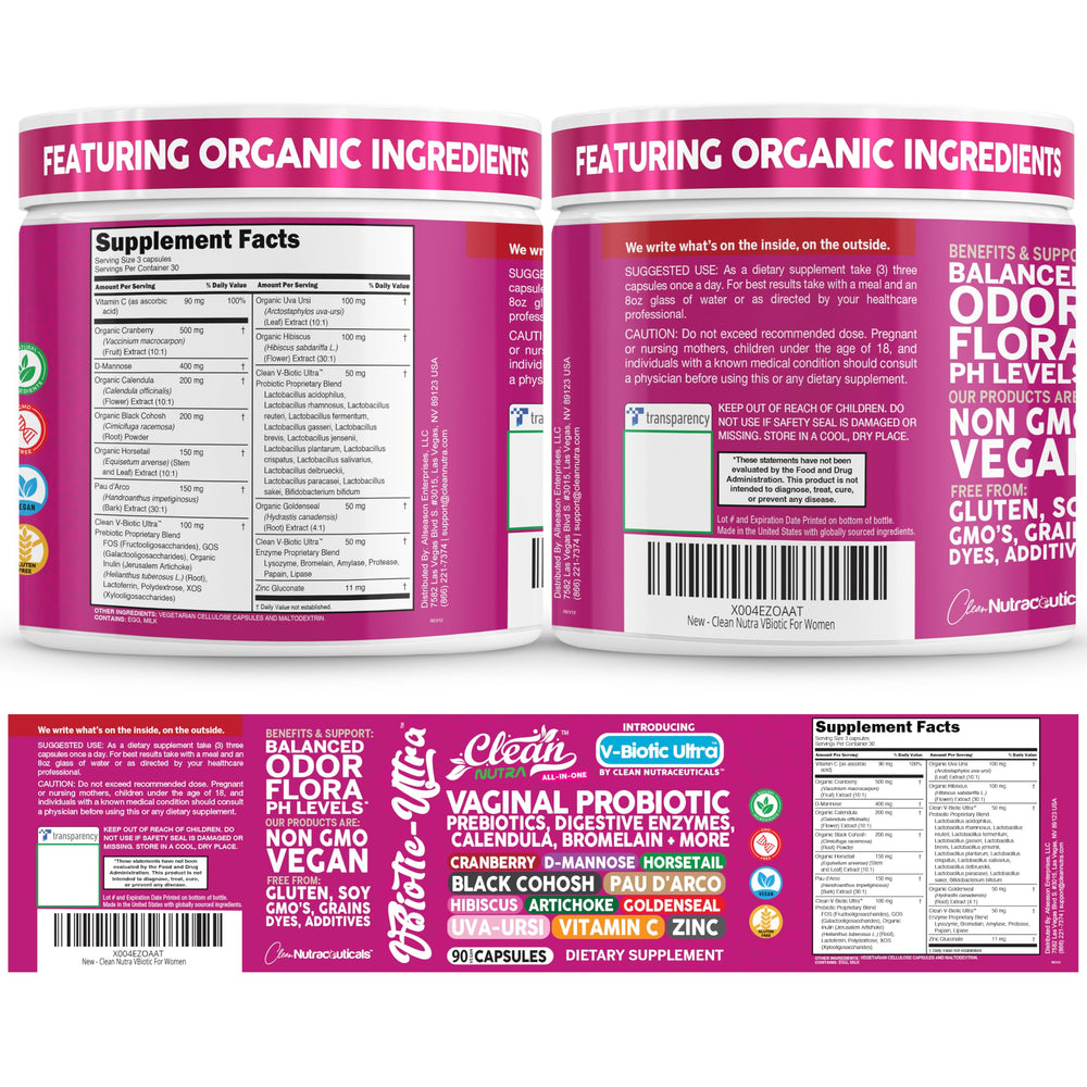 Product packaging card with Clean Nutraceuticals branding for travel-friendly routine.