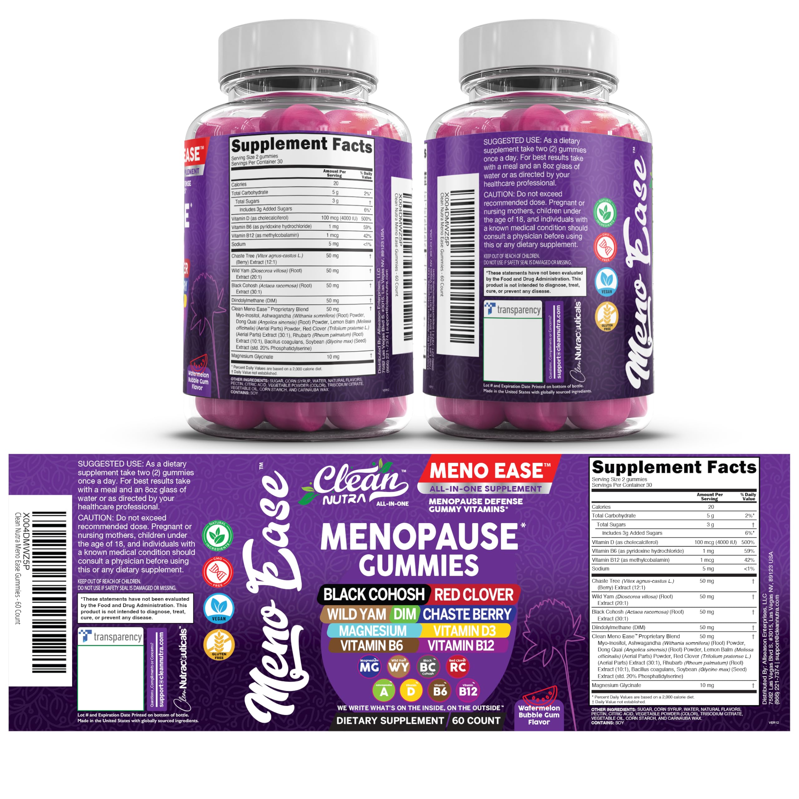 Clean Nutraceuticals packaging label close-up highlights the full ingredient blend.