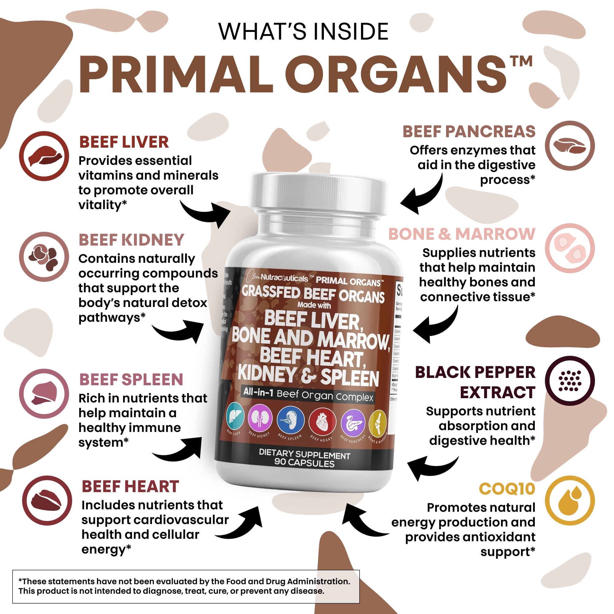 Packaging shows USA-made badge on Clean Nutraceuticals organ capsules.