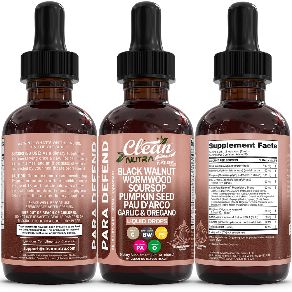 Clean Nutraceuticals Para Defend bottle showing immune and gut health focus