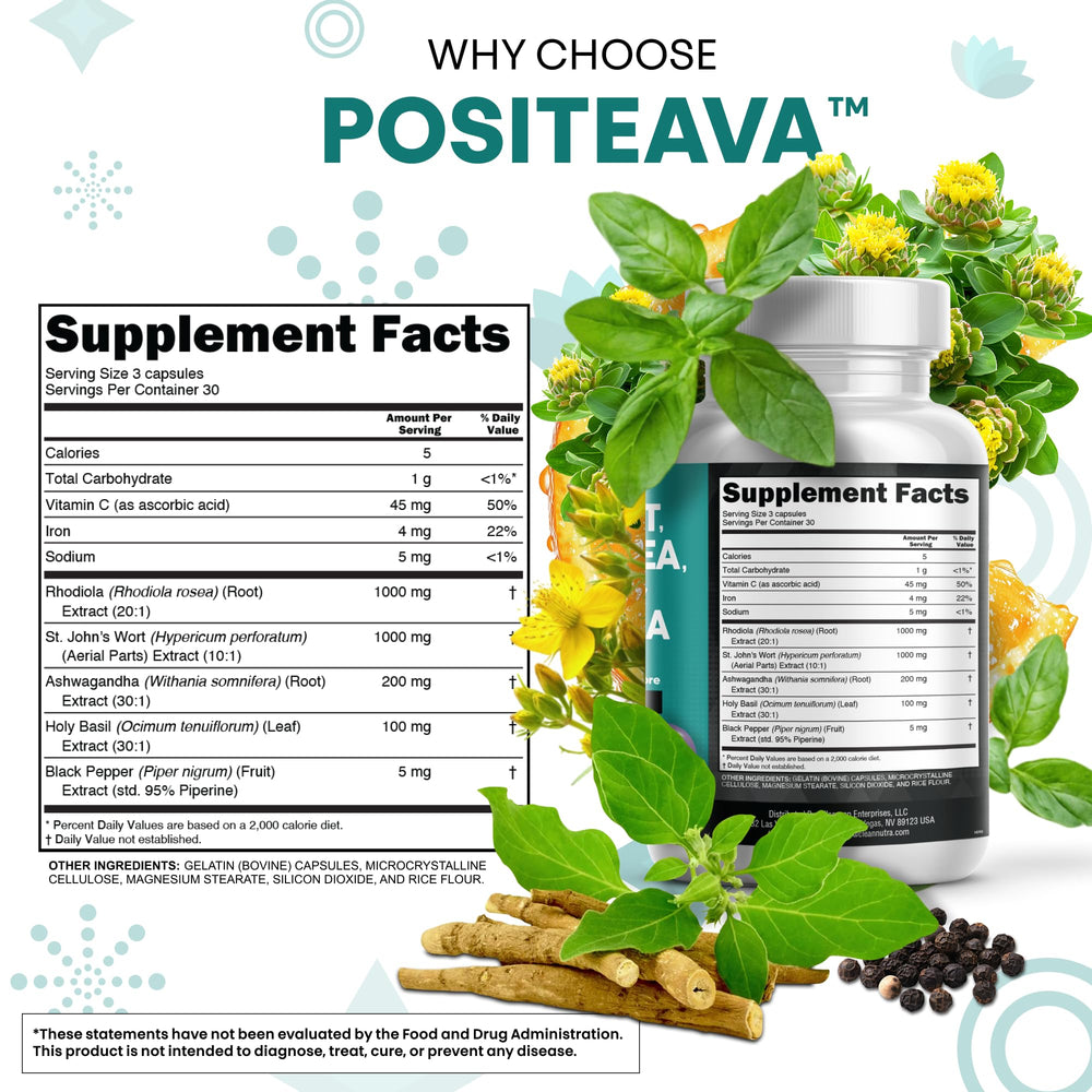 Serving dosage illustration for three capsules per daily intake.