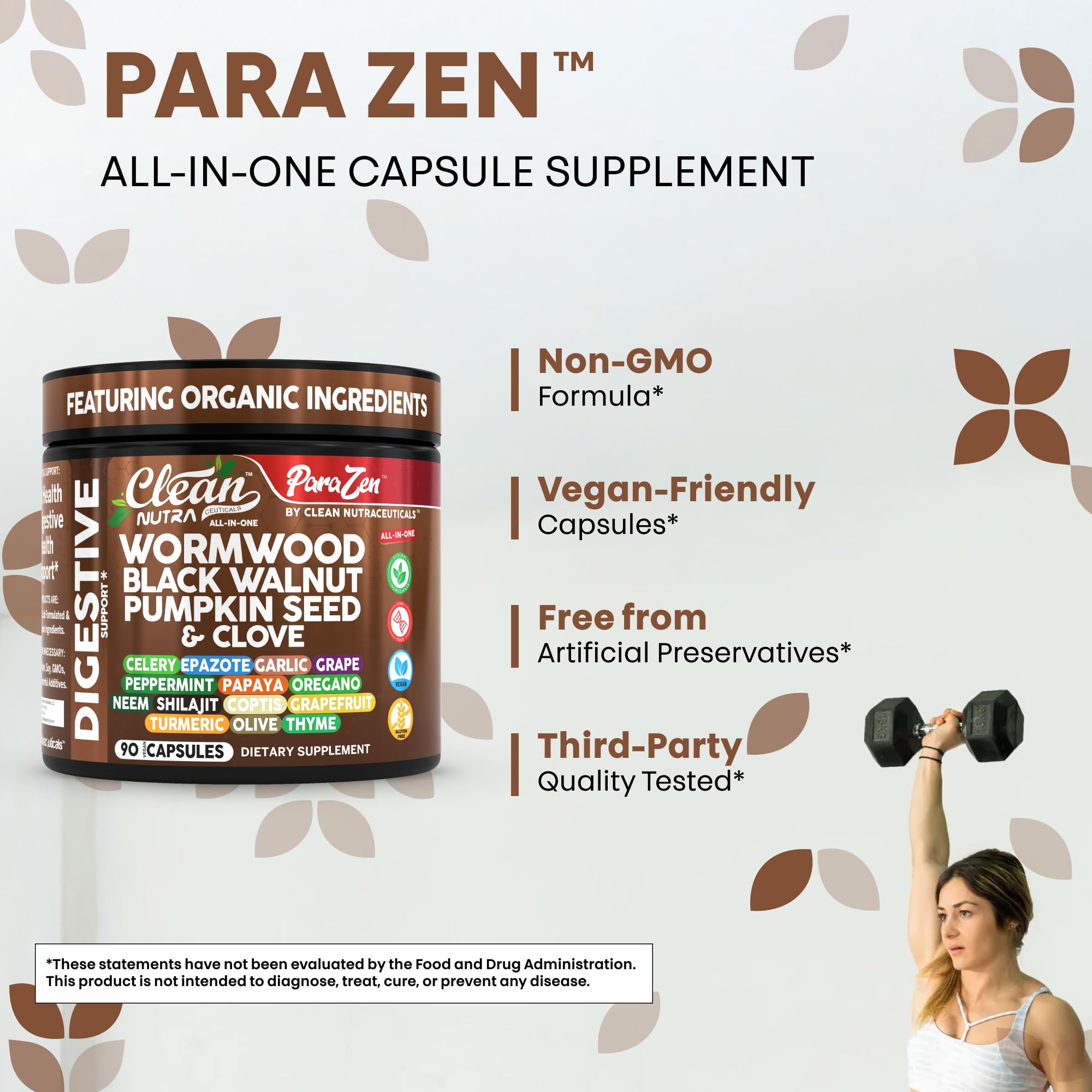 Clean Nutraceuticals probiotic blend capsules promoting gut flora balance.