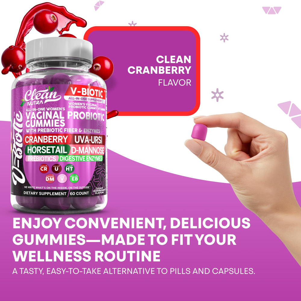 Clean Nutraceuticals Probiotic prebiotic blend gummies for gut flora and immune support.
