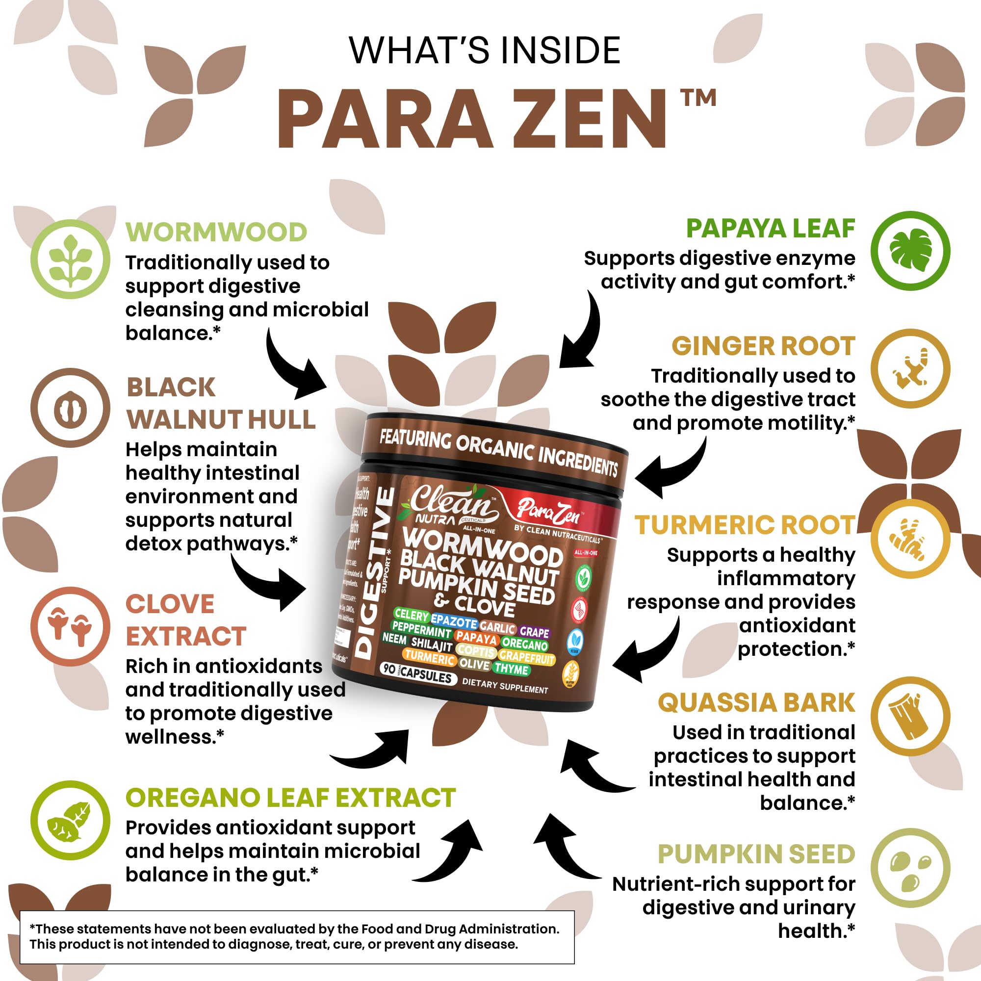 Clean Nutraceuticals pumpkin seed black walnut capsules display for a total-body cleanse.