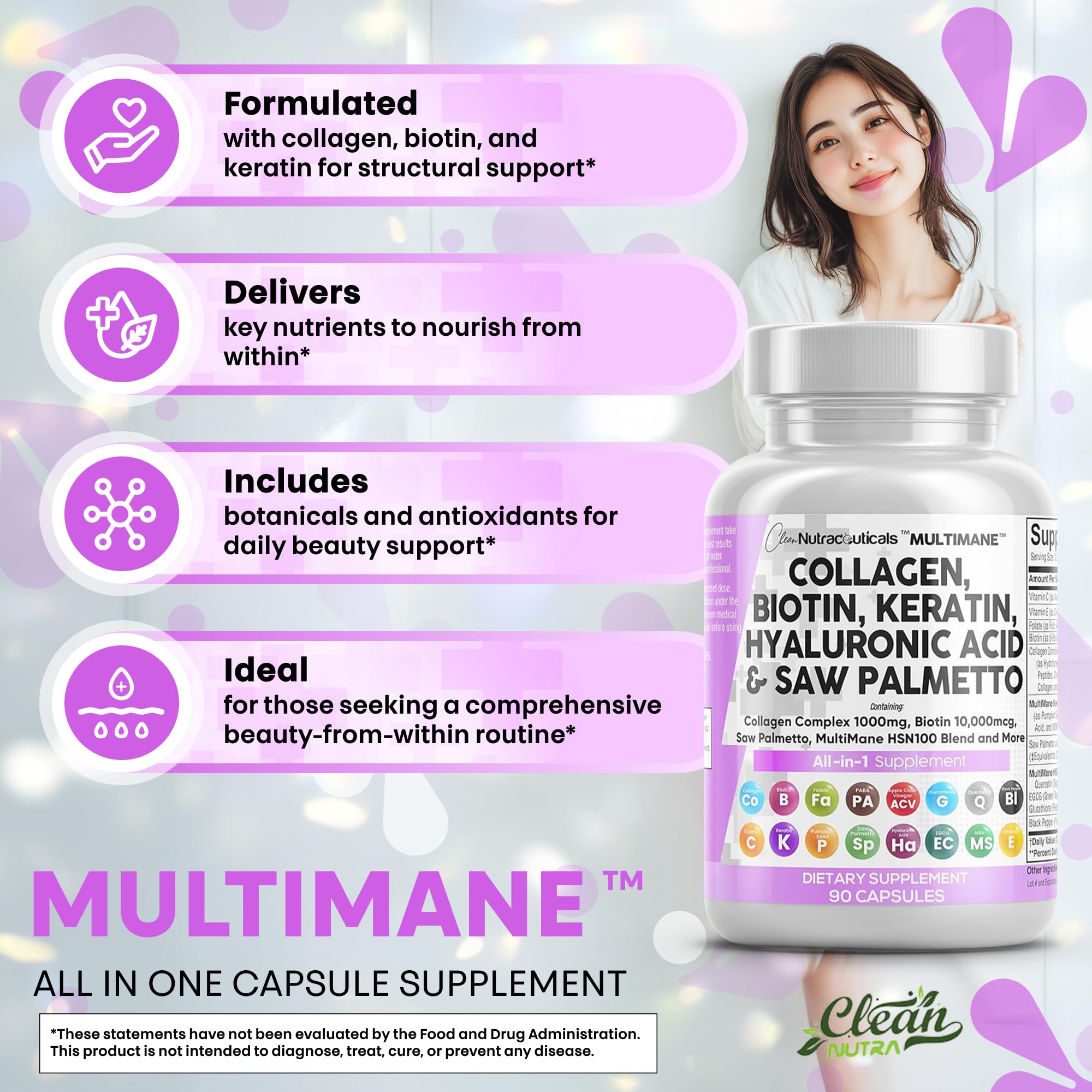 Clean Nutraceuticals MSM and folic acid capsules for nails and vitality
