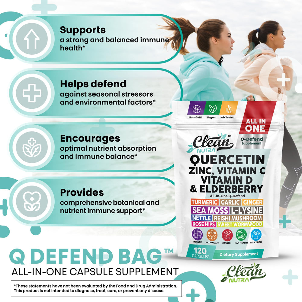 Clean Nutraceuticals Q Defend packaging with clear labeling helps informed selection.