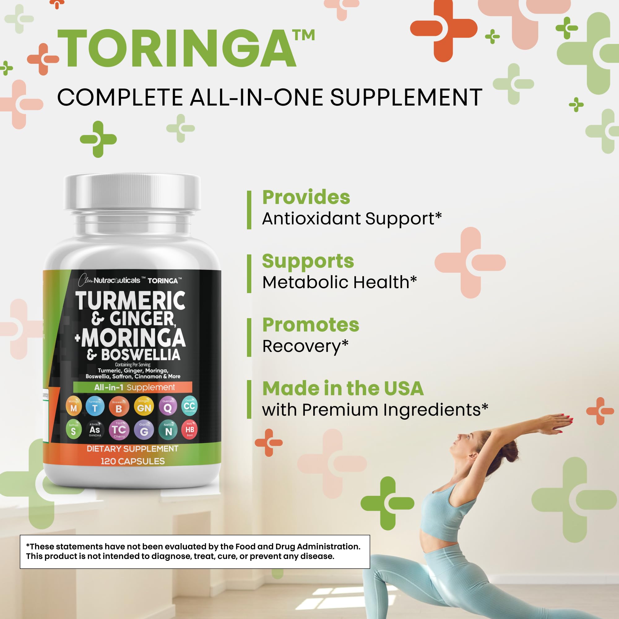 Clean Nutraceuticals quercetin cinnamon saffron tart-cherry blend capsules showcase broad antioxidant ingredients.