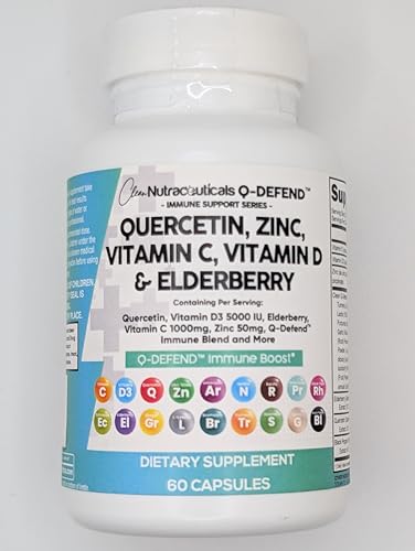 Clean Nutraceuticals Quercetin Zinc Vitamin C D Bromelain Elderberry capsules close-up for easy daily use