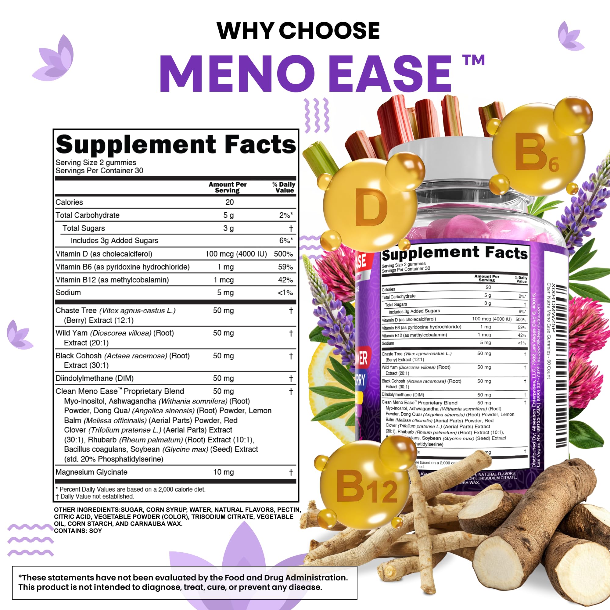 Clean Nutraceuticals red clover flower shot suggests natural hormonal balance support.