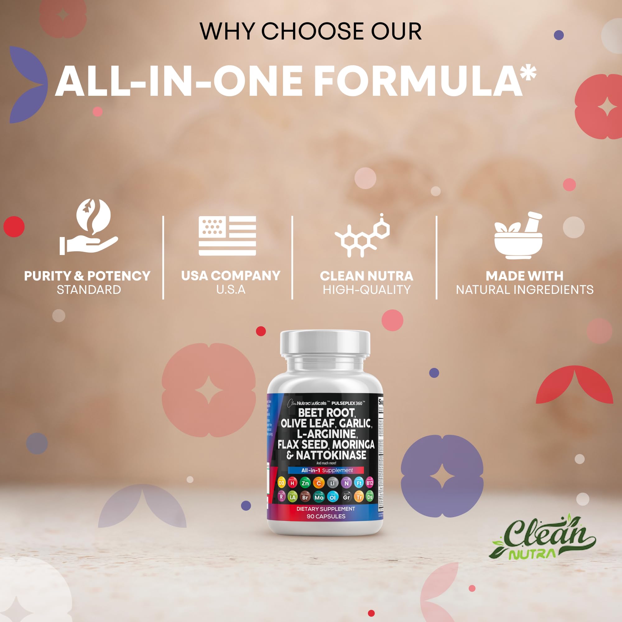 Clean Nutraceuticals Red Yeast Rice capsule with red accents signaling lipid-aware formulation