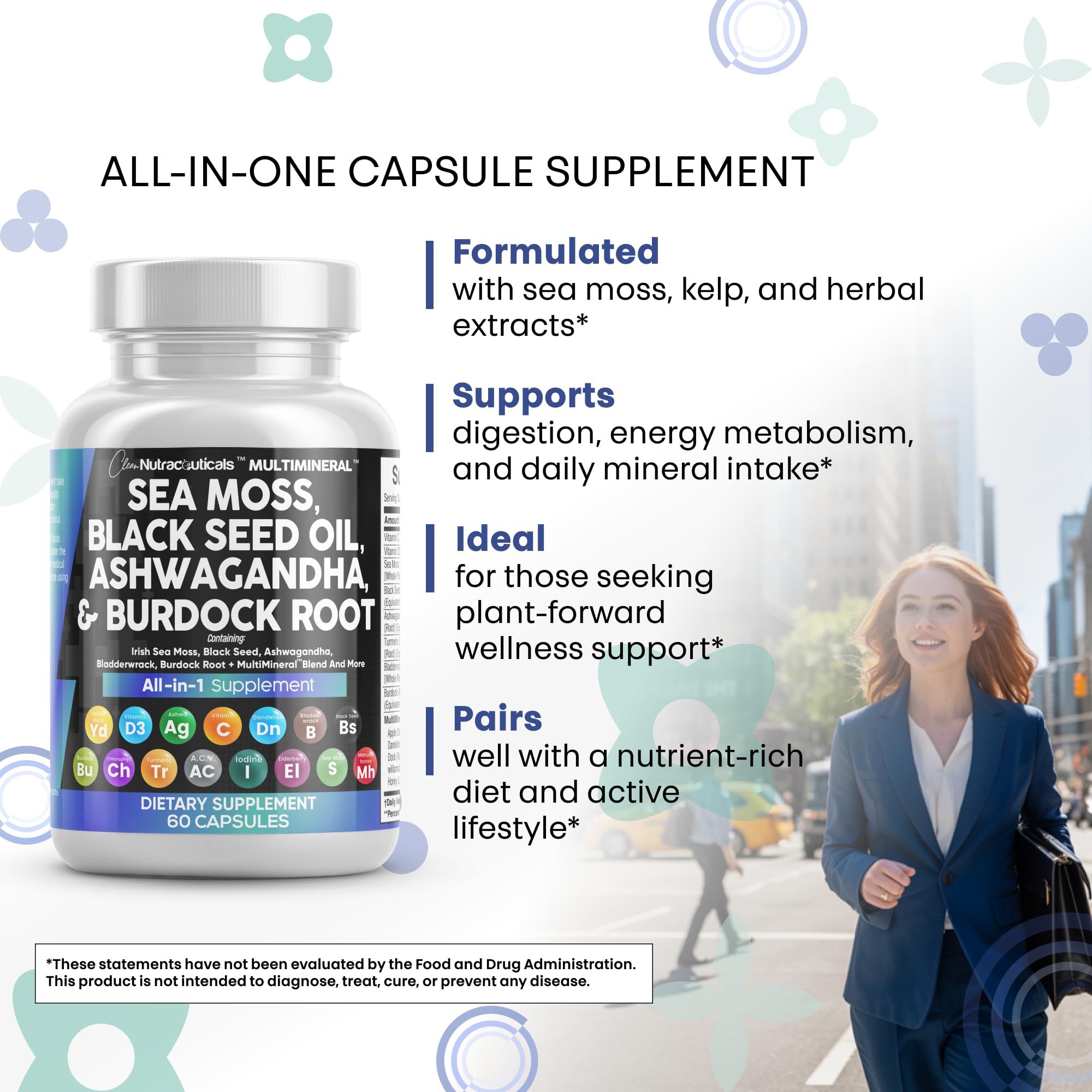 Sea moss powder container from Clean Nutraceuticals on wood for easy daily use.