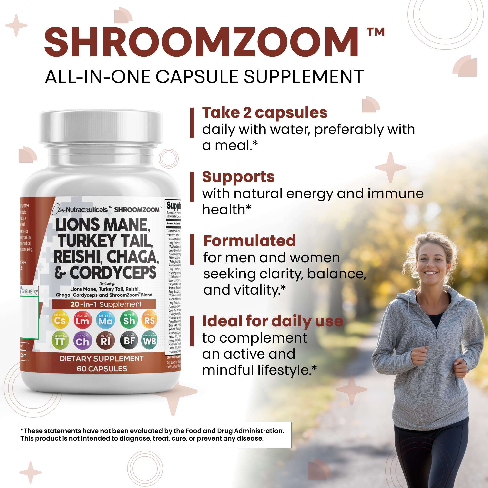 Clean Nutraceuticals shiitake-enoki-porcini spotlight emphasizes premium mushroom mix.