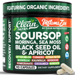 Clean Nutraceuticals Soursop bottle with capsules for antioxidant support.