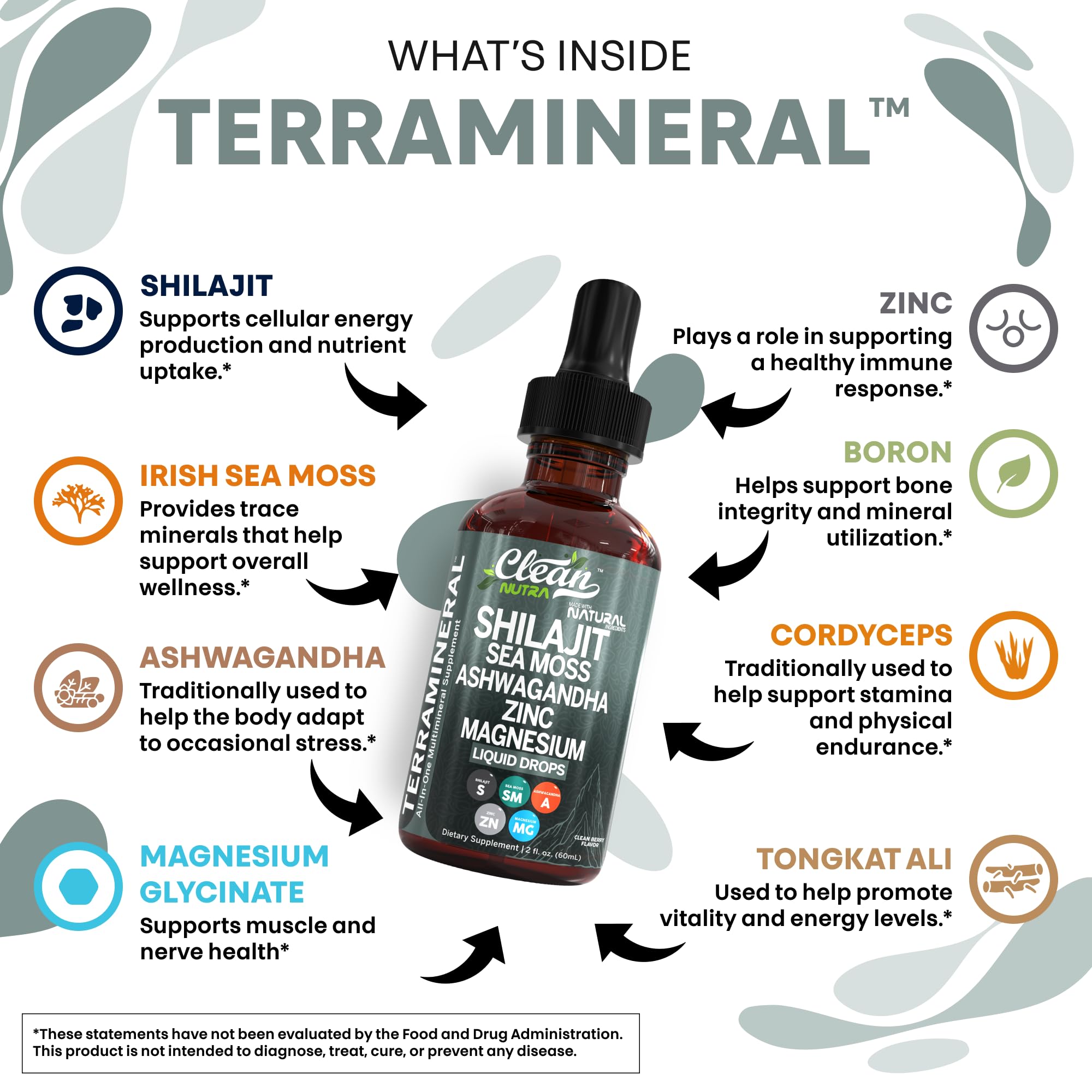 Clean Nutraceuticals Terra Mineral ashwagandha dropper for calm energy support