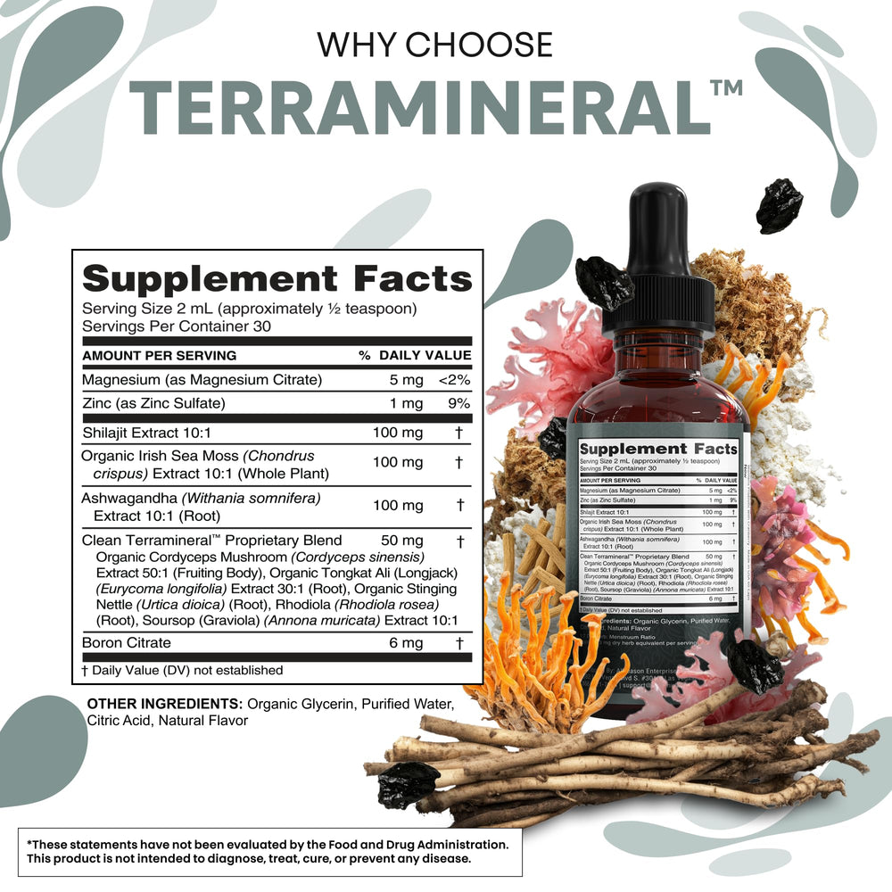 Clean Nutraceuticals Terra Mineral sea moss bottle for gut and skin health