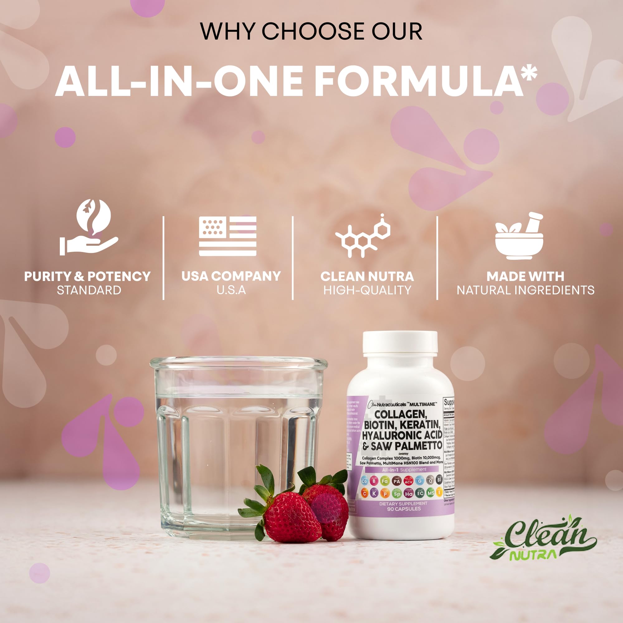 Clean Nutraceuticals three capsules daily serving illustration for easy routine