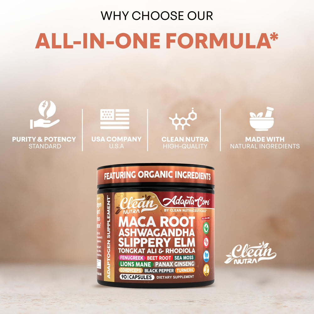 Clean Nutraceuticals tongkat ali capsules bottle indicating natural energy and endurance support